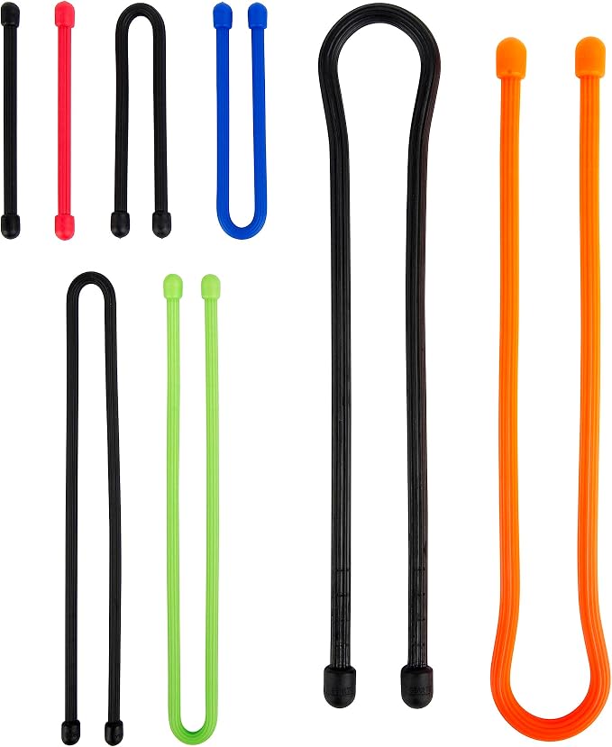 Nite Ize GTBA-A2-R8 Original Gear Tie, Reusable Rubber Twist Tie, Made in the USA, Assortment, 8 Pack