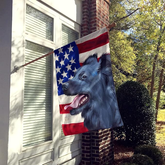 Caroline's Treasures CK6497CHF Croatian Sheepdog Dog American Flag House Flag Large Porch Sleeve Pole Decorative Outside Yard Banner Artwork Wall Hanging, Polyester, House Size, Multicolor