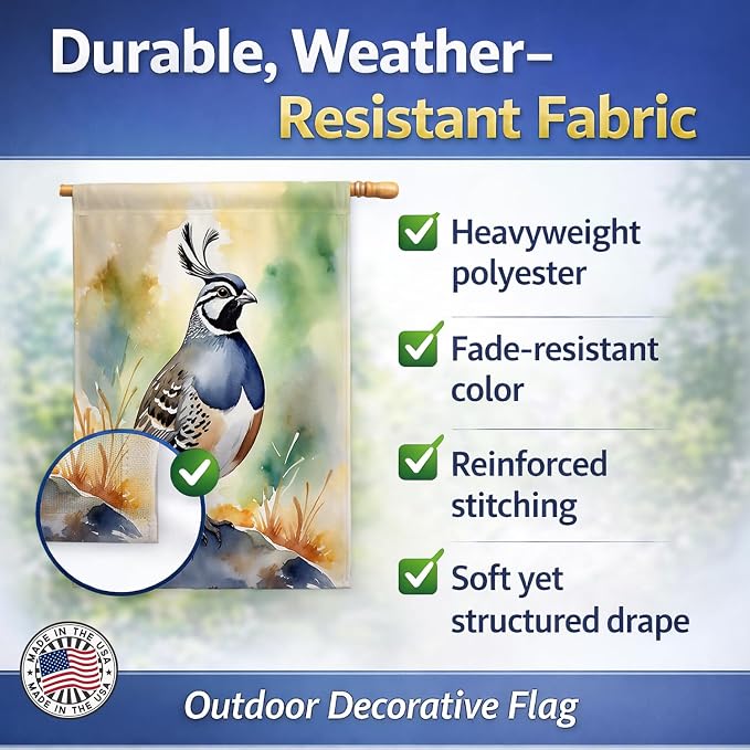 Caroline's Treasures California Quail House Flag Large Porch Sleeve Pole Decorative Outside Yard Banner Artwork Wall Hanging, Polyester, House Size, Multicolor