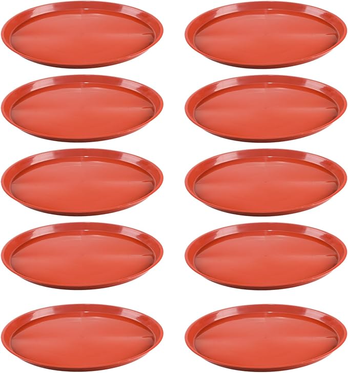 10 Pack Plant Saucer 18 Inches Plant Trays for Pots Plastic Round Drip Trays Flower Pot Saucers Black Planter Water Tray Plant Drainage Tray, Red