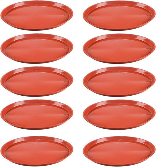 10 Pack Plant Saucer 18 Inches Plant Trays for Pots Plastic Round Drip Trays Flower Pot Saucers Black Planter Water Tray Plant Drainage Tray, Red