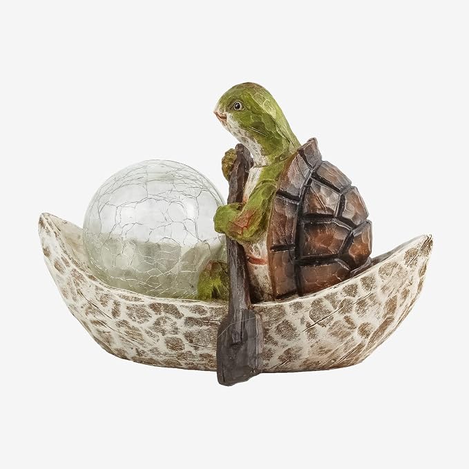 Rezpuao Garden Statue of Turtle,Garden Decor Tortoise Figurine,Turtle Outdoor Statue,Solar Tortoise Decor for Patio,Balcony,Yard,Lawn Ornament,Perfect Gardens Gift