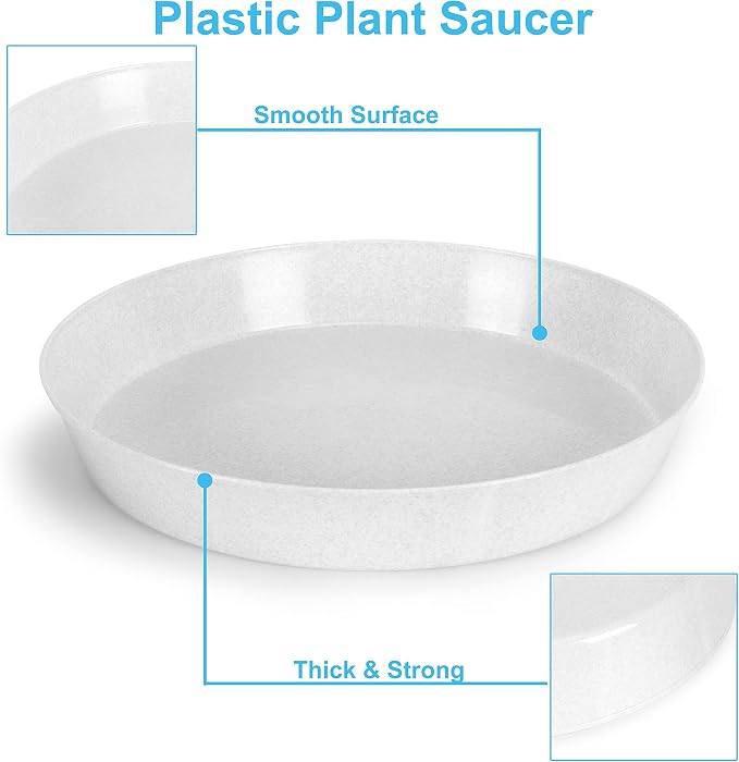 21 Inch (19 Inch Base) Case of 5 Plant Saucers | Polypropylene, Heavy Duty Indoor/Outdoor, Drip Pan & Tray, Collects Excess Water, Made in USA