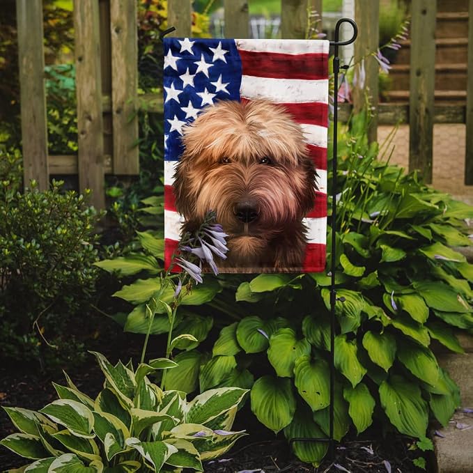 Caroline's Treasures CK6461GF Briard Dog American Flag Garden Flag Mailbox Flag Decorative Yard Flag Banner Outside Patio Artwork Yard Flower Beds, Garden Size, Multicolor
