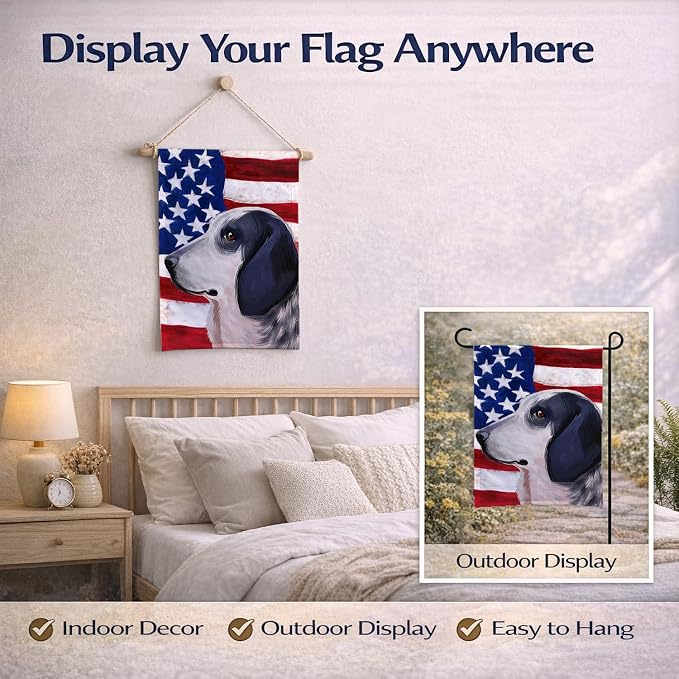 Caroline's Treasures CK6439GF Bleu de Gascogne Dog American Flag Garden Flag Mailbox Flag Decorative Yard Flag Banner Outside Patio Artwork Yard Flower Beds, Garden Size, Multicolor