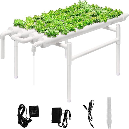 Upgraded Hydroponics Growing System, 36 Plant Sites, 1 Layers 4 Food-Grade PVC-U Pipes,hydroponics Growing System Kits, Gardening Systems Grow Kits with Water Pump Timer, nests Basket and Sponge