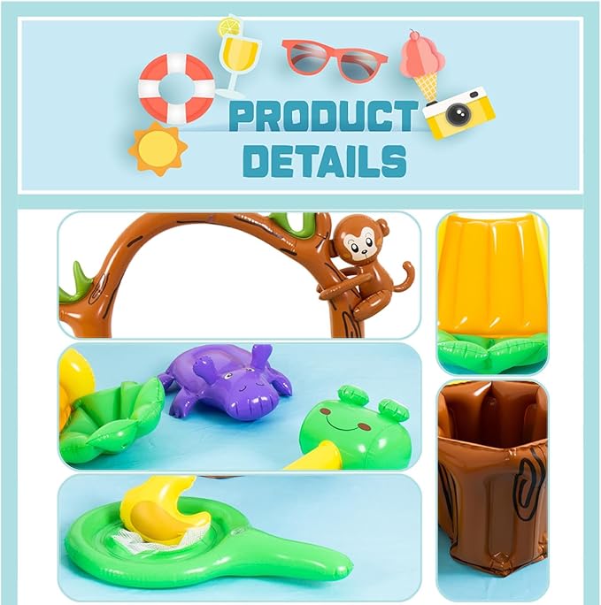 Animal Kids Pool with Slide and Sprinkler, Inflatable Play Center with Toy | Toddler Pool with Water Slide,Blow Up Kiddie Pool for Garden & Backyard,85" x 66" x 33.5"