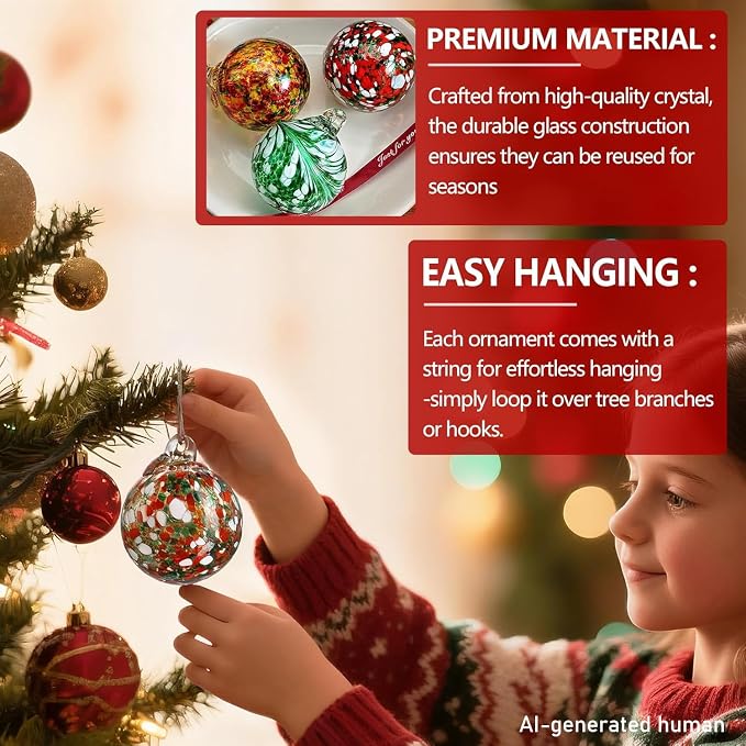 6 Pack Hand Blown Glass Balls Ornaments Hanging Witches Ball Gazing Ball
