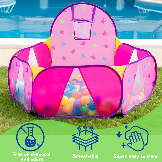 Ball Pit for Toddlers | Kids Ball Pit | Ball Pool for Babies | Piscina de Pelotas para Bebes | Playpen with Basketball Hoop and Zipper Storage Bag, 4 Ft/120CM G : Balls NOT Included