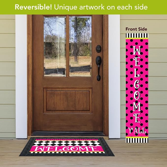Briarwood Lane Everyday Double Sided Reversible Pine Porch Leaner 47x9.5 Neon Checkerboard Porch Leaner