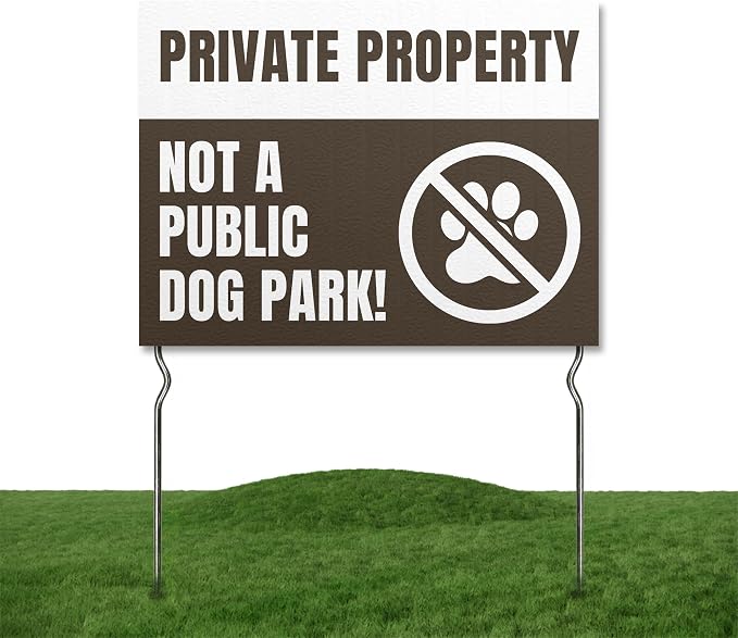 Private Property – Not a Public Dog Park! Yard Sign by DC | 24"x18" Double Sided Pets Garden Sign with 13” Metal Stakes | Outdoor Signs Waterproof for Lawn, Patio, Sidewalk & House | Set of 5