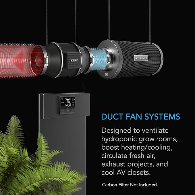 AC Infinity CLOUDLINE PRO T6, Quiet 6” Inline Duct Fan | With Temperature & Humidity VPD Controller, WiFi App Control - Ventilation Exhaust Fan for Heating Cooling, Grow Tents