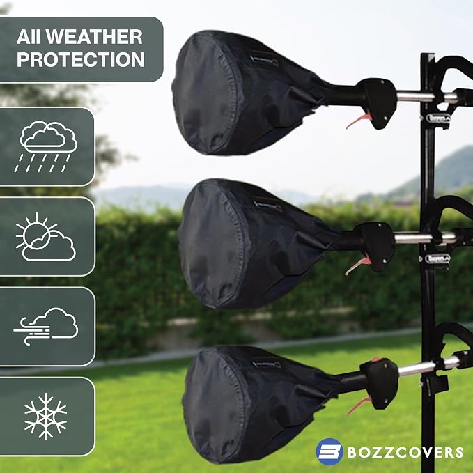 Trimmer Engine Cover Waterproof ( 3 Pack ) - Heavy Duty 600D Weatherproof Cover, Weed eater, Pole Saw, String trimmer, Brush Cutter, Edger, Equipment Cover (Size: 12D x 16H) - Black