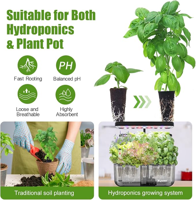 Hydroponic Growing Kit with Nutrient Solution, Seeds & Grow Sponges – Indoor Garden Starter Set for Fresh Herbs & Vegetables (Nutrient & 3 Free Seeds)