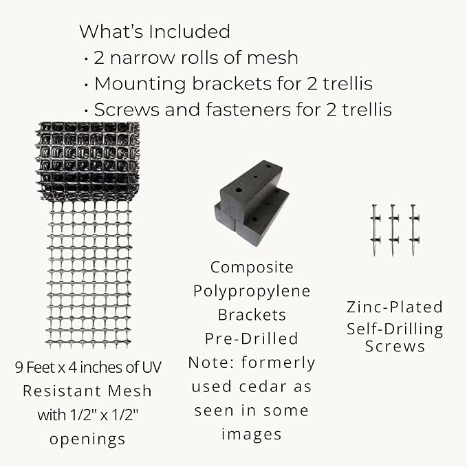 Deck Post Trellis for Clematis, 9 Ft x 4 in, 2 Pack, Scroll Trellis | Fits deck posts, porch columns and mailbox posts. Supports clematis and climbing vines in narrow spaces.