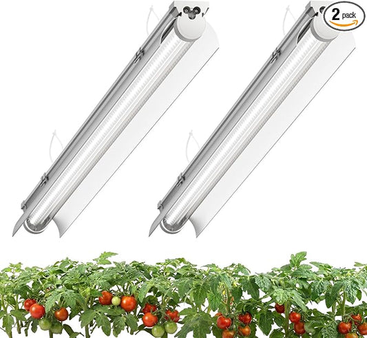 2 Pack LED Grow Light 4FT, 5000K Full Spectrum, 84W(2 x 42W), Linkable Growing Lamp Fixture, T8 Grow Lights for Indoor Plants, Seed Starting, Vegetables