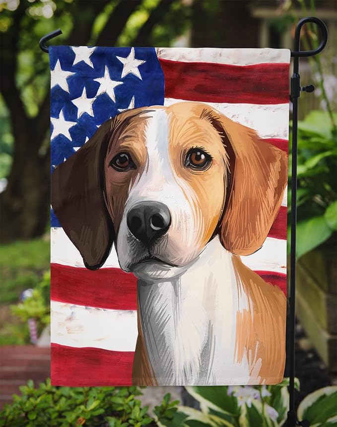 Caroline's Treasures CK6564GF Hygenhund Dog American Flag Garden Flag Mailbox Flag Decorative Yard Flag Banner Outside Patio Artwork Yard Flower Beds, Garden Size, Multicolor