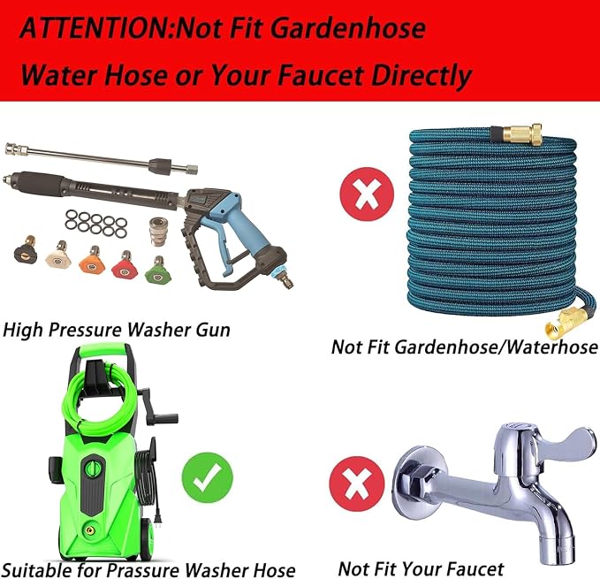 GDHXW Adjustable High Power Pressure Washer Gun with Swivel,with 2 Extension Wand 5 Nozzle10 O-Rings Thread Adapter 5000 PSI For Pressure Washer