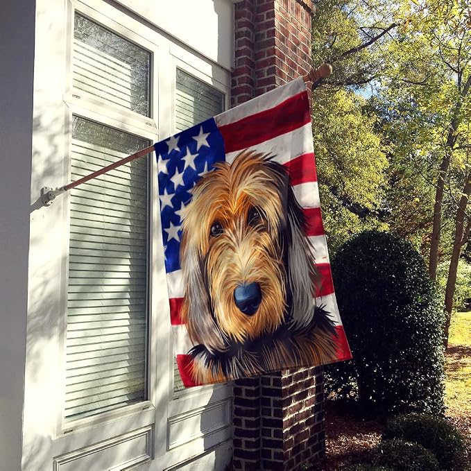 Caroline's Treasures CK6636CHF Otterhound Dog American Flag House Flag Large Porch Sleeve Pole Decorative Outside Yard Banner Artwork Wall Hanging, Polyester, House Size, Multicolor