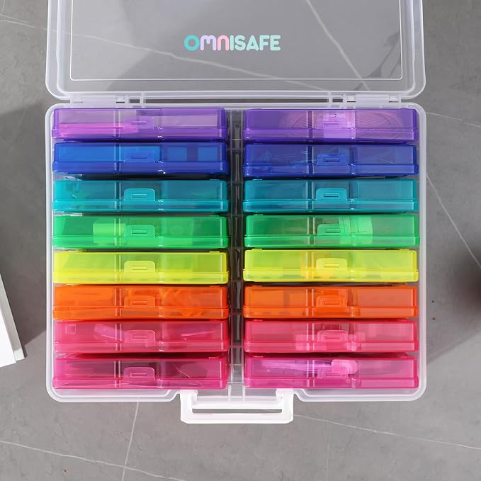 4x6 Photo Storage Cases, 16 Inner Plastic Craft Storage Container | Acid-Free, Handle, Sturdy, Large Capacity, Scrapbooking, Photo Keeper