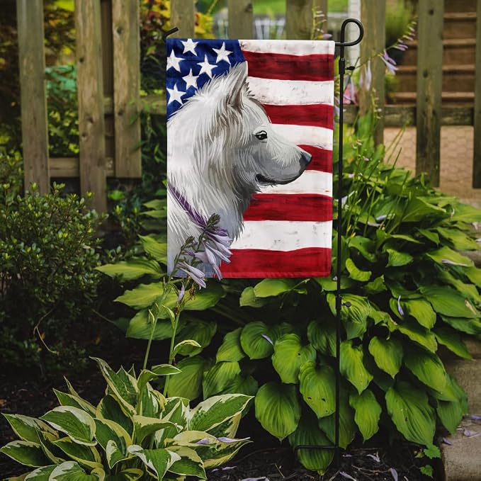 Caroline's Treasures CK6668GF Pungsan Poongsan Dog American Flag Garden Flag Mailbox Flag Decorative Yard Flag Banner Outside Patio Artwork Yard Flower Beds, Garden Size, Multicolor