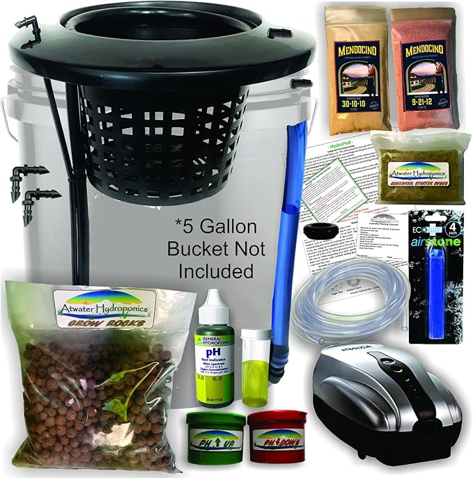 The Atwater HydroPod - Dual DWC Deep Water Culture/Recirculating Drip Hydroponic Garden System - Bubble Bucket - Hydroponic System in a Box - Choose Your Variation (DIY Kit - with Nutrients)