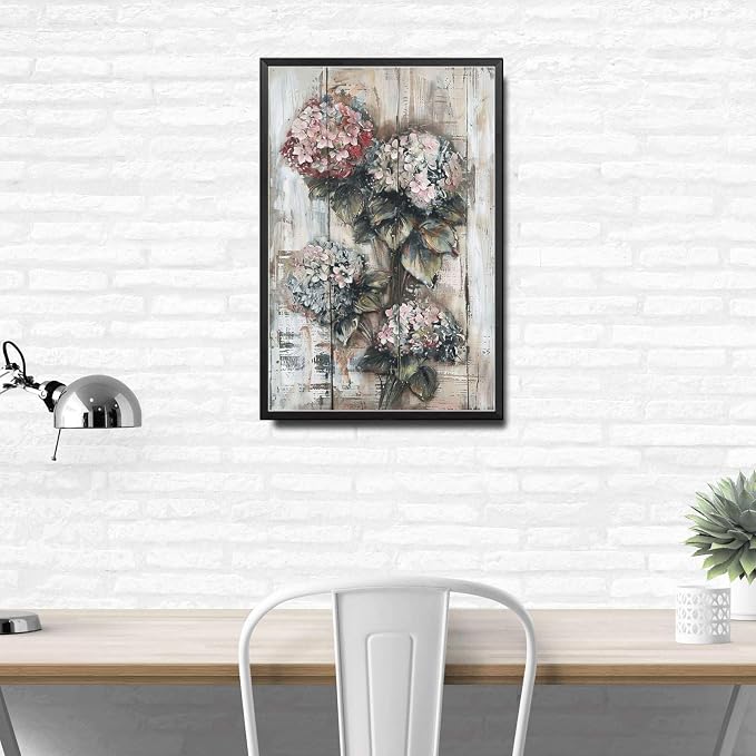 Metal Sign Tin Sign Vintage Antique Opulence Hydrangea Tin Sign for Shabby Chic Interiors Rustic Elegance and Corrosion Resis Toilet Decor Tin Sign for Club 8×12 Inches with Metal Frame