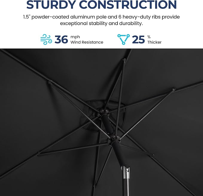 Wisteria Lane 6.5' x 10' Patio Umbrella, Rectangular Patio Umbrella, Metal Pole Square Outdoor Umbrella with Crank and Push Button Tilt, Large Outdoor Umbrella with Polyester Canopy