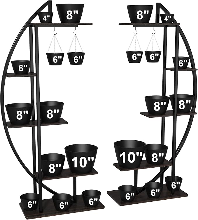 GDLF Tall Plant Stand Large Plant Shelf Indoor 71" Metal flower rack with hanging hook, Improved Taller Design with more space(pots up to 10")