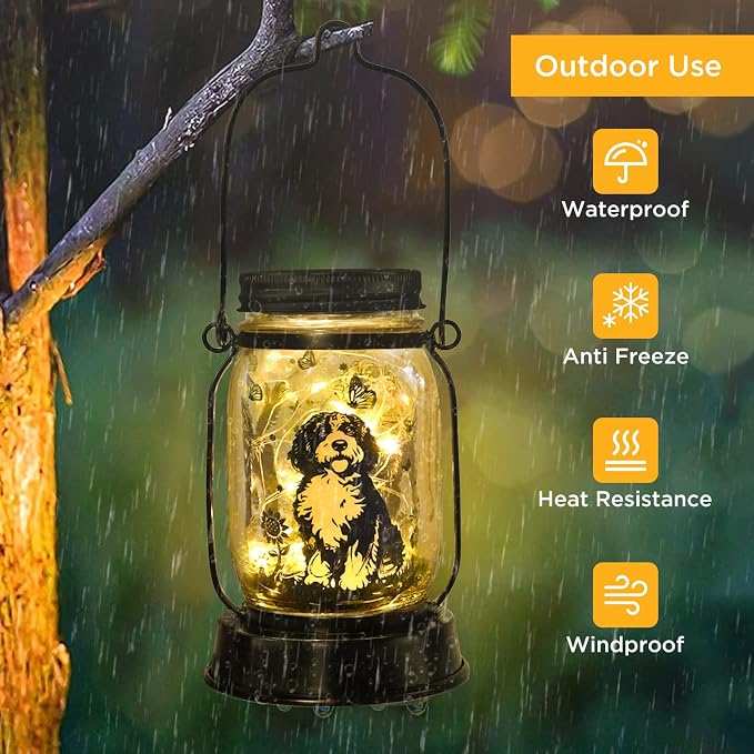 kyoryuger Portuguese Water Dog Gifts for Women/Men Portuguese Water Dog Solar Lanterns Mom Birthday Pet Lovers Lantern Pet Loss Memorial Lights Solar Garden Decoration for Yard, Patio,Backyard,Torches