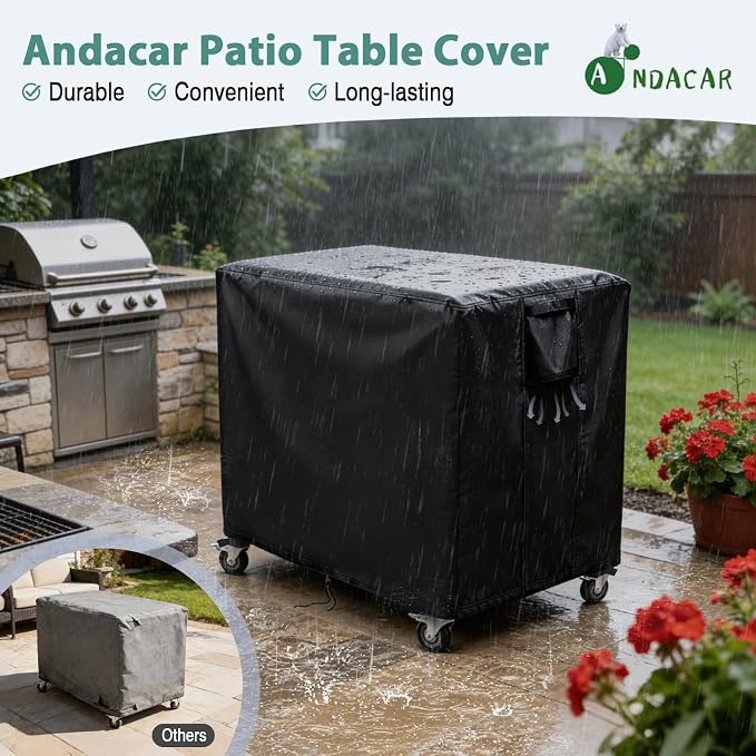 Outdoor Patio Table Cover for Feasto Gas Grill Table, Heavy Duty Bar Cart Grill Cart Cover Waterproof Gas Grill Stove Pizza Oven Table Covers - 36"Lx24"Wx36"H, Black