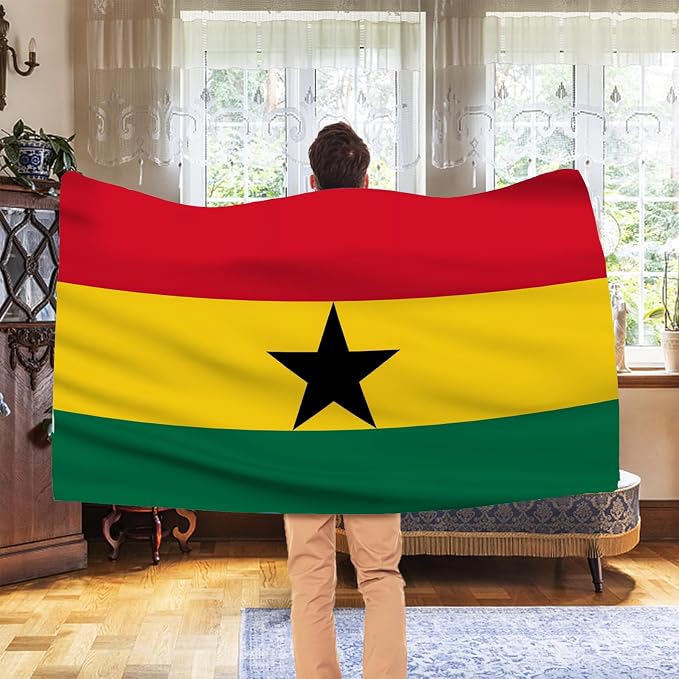 Ahfulife Ghana Flag 3x5 Ft, 2 Pcs Large Ghanaian National Flags for Outdoor Indoor, Double Sided with Brass Eyelets for World Cup, Party, Garden, Bar, Street Decor
