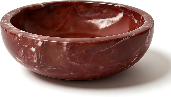 Purple Red Marble Decorative Bowl, 5.9 Inch | Natural Stone Bowl for Keys, Jewelry, Candle, Vanity, Dresser, Entryway and Coffee Table Decor