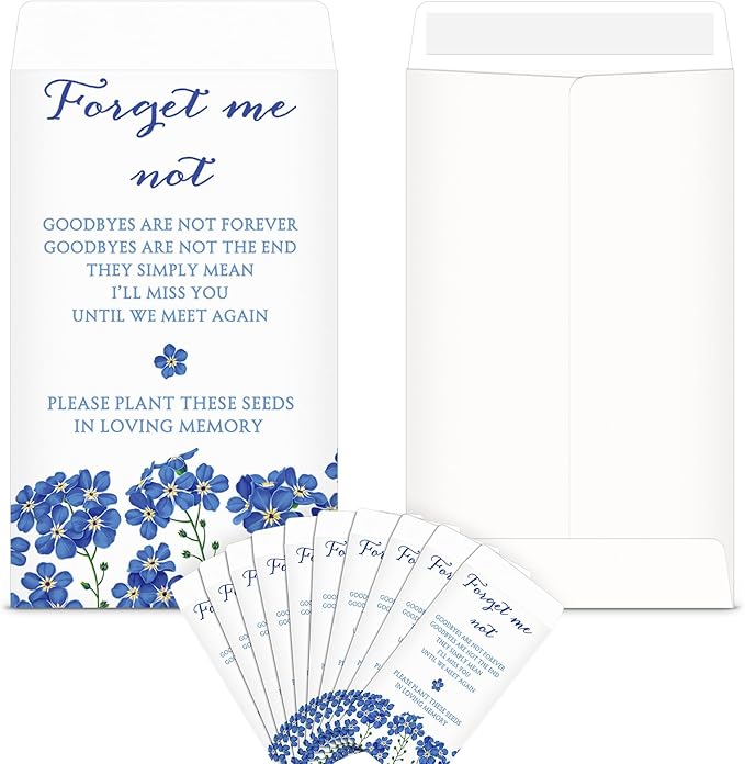 Fumete 120 Pack Forget Me Not Seed Mini Envelopes Resealable Seed Organizer Storage Bag Funeral Celebration of Life Packets for Memorial Day Veterans Day Funerals Loss of Loved One, 3.9 x 2.4 Inch