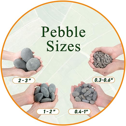 Quibbay 45 LB Mexican Beach Pebbles, 2-3 Inch Natural River Rocks, Premium Pebbles for Garden and Landscape Design, Decorative Stones for Fish Tank Flower Pots Water Fountains Pathways Backyard, Grey