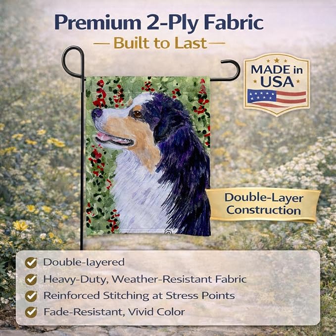 Caroline's Treasures SS8845GF Australian Shepherd Garden Flag Mailbox Flag Decorative Yard Flag Banner Outside Patio Artwork Yard Flower Beds, Garden Size, Multicolor