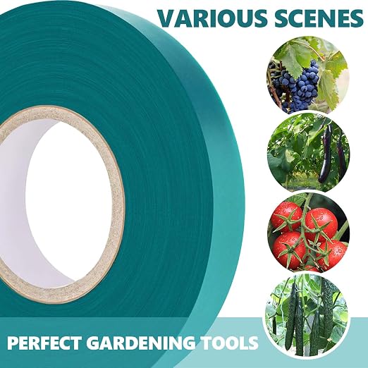 Easytle Stretch Tie Tape Roll, 1/2" 150ft Garden Tie Tape, Thick Sturdy Plant Ribbon Garden Green Vinyl Stake Gardening Tools for Indoor Outdoor Patio Plant Use (10 Pack)
