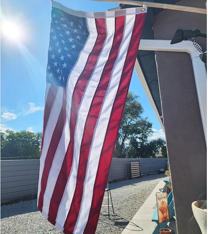 JRED 100% Cotton American Flags for Outside 2x3 FT US Flag Heavy Duty Outdoor Fade Resistant Embroidered Stars Sewn Stripes, Brass Grommets, 250th Anniversary of USA
