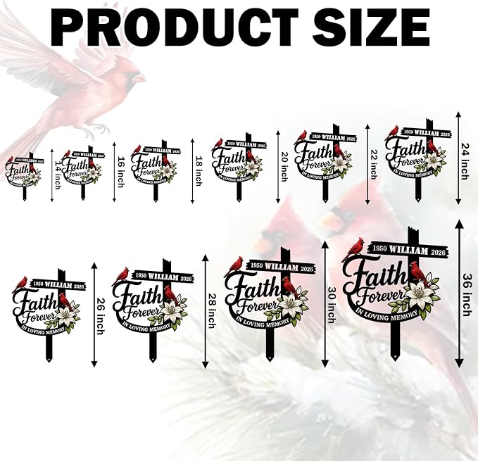Personalized Cardinal Memorial Garden Plaque God Bless Sign Decor | custom name cardinal memorial yard sign with stakes garden plaque sympathy gift for mom outdoor decor for loss of loved one