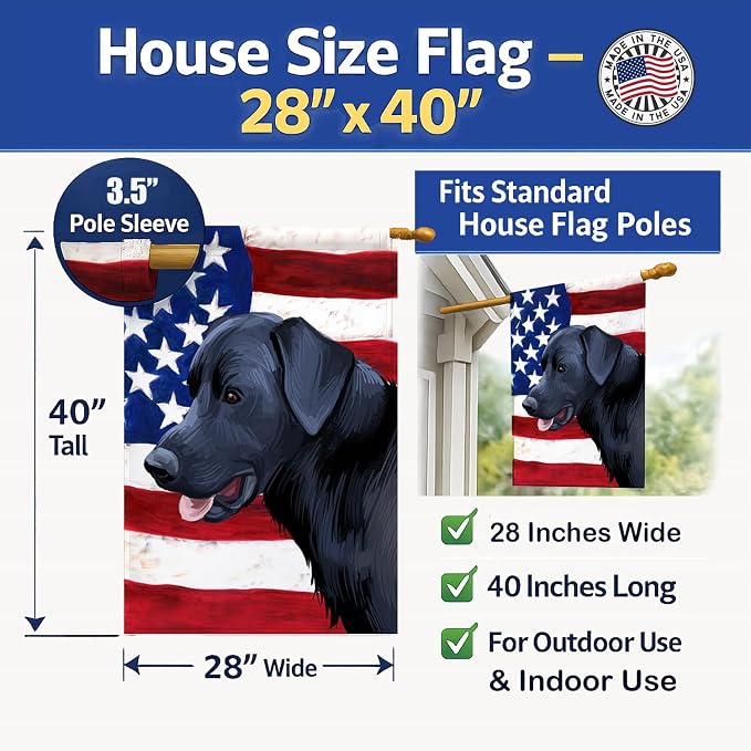 Caroline's Treasures CK6611CHF Majorca Shepherd Dog American Flag House Flag Large Porch Sleeve Pole Decorative Outside Yard Banner Artwork Wall Hanging, Polyester, House Size, Multicolor