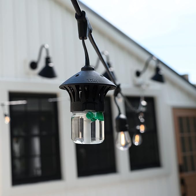 TIKI BiteFighter Outdoor LED Weatherproof Proven Mosquito Repellent String Lights 36 Ft, Includes 3 Replaceable Repellent Pods