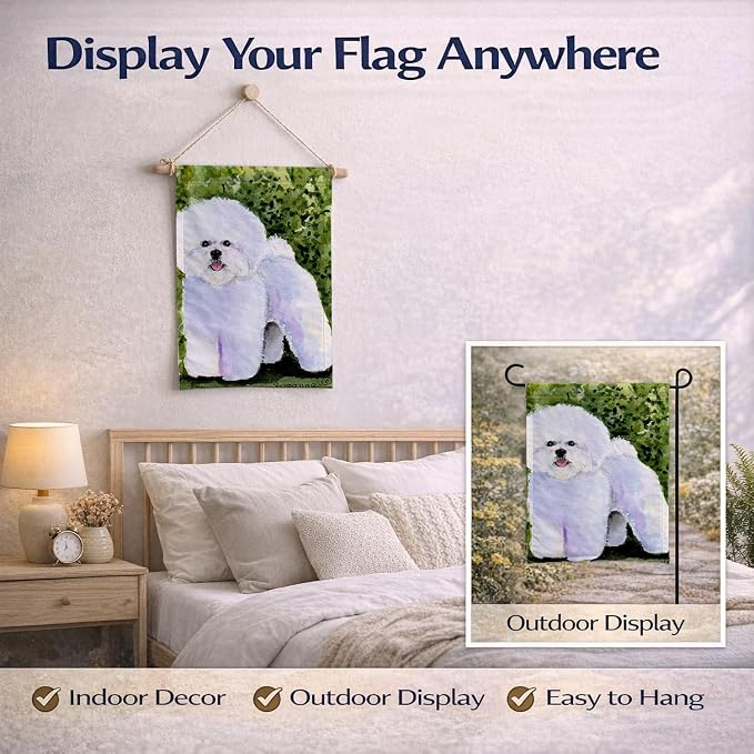 Caroline's Treasures SS8712GF Bichon Frise Garden Flag Mailbox Flag Decorative Yard Flag Banner Outside Patio Artwork Yard Flower Beds, Garden Size, Multicolor