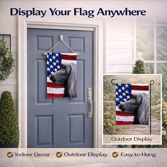 Caroline's Treasures CK6623GF Large Munsterlander Dog American Flag Garden Flag Mailbox Flag Decorative Yard Flag Banner Outside Patio Artwork Yard Flower Beds, Garden Size, Multicolor
