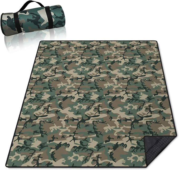 Camo Picnic Blankets Waterproof Foldable60’‘x80'', Portable Outdoor Picnic Mat Water Resistant for Grass,Padded Lawn & Park Blanket for Camping,Hunting Gifts for Men