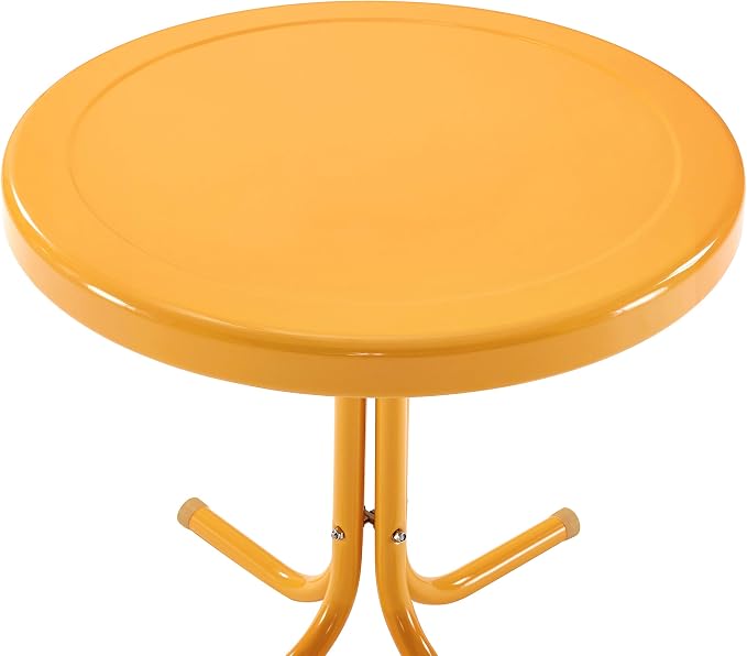 Crosley Furniture Griffith Weather Resistant Retro Metal Outdoor Side Table for Patio, Deck, Porch, Tangerine