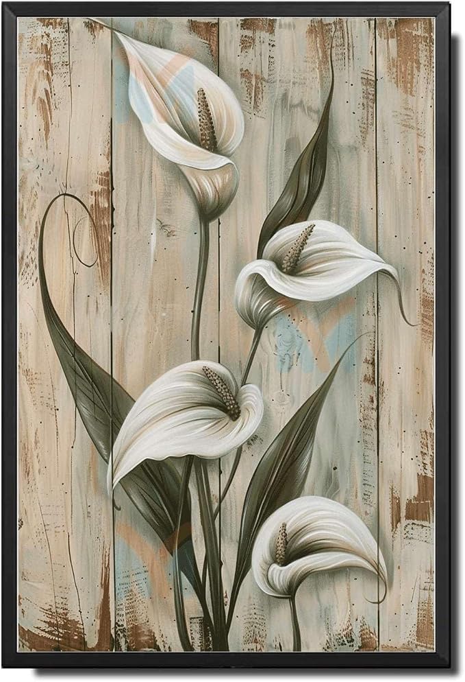 Metal Sign Tin Sign Vintage Peace Lily Vintage Tin Sign for Rustic Wall Art Shabby Chic Elegance and Corrosion Resistant Alum Funny Bathroom Decor for Room 12×16 Inches with Metal Frame