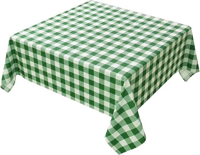 Waterproof Plaid Tablecloth Fabric - Square 58x58 Inch Classic Gingham Checker Table Cloth for Indoor/Outdoor Use - Buffalo Table Cover for Picnics, BBQs, and Parties
