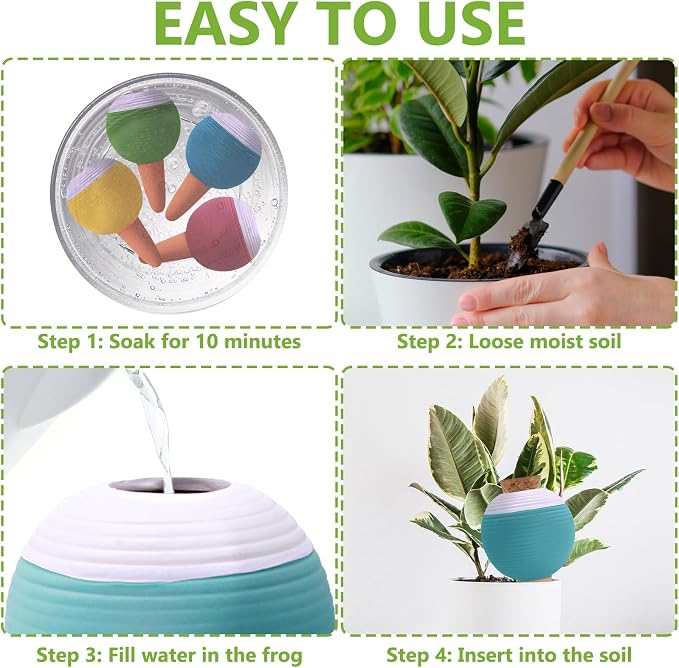 4PCS Plant Watering Globes, Large Terracotta Automatic Watering Stake Devices with Wooden Stopper for Pots, Planters, Indoor, Outdoor