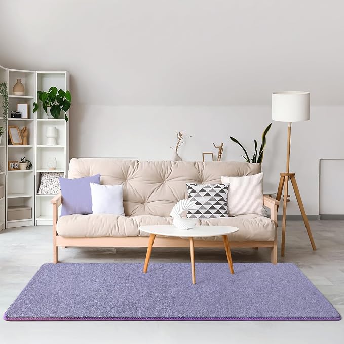 Amearea Modern Soft Hallway Runner Rug, 2x6 Feet Purple Washable Runner Rug | Fluffy Bedroom Bedside Rugs, Indoor Non Slip Memory Foam Rug Carpet for Hallway Entrance Kitchen Living Room Decor
