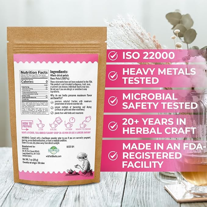 1 oz. Rose Petal Buds Herbal Tea (Rosa Damascena) - 28g Dried Rose Petals Herb Té De Rosa